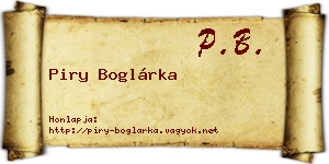 Piry Boglárka névjegykártya